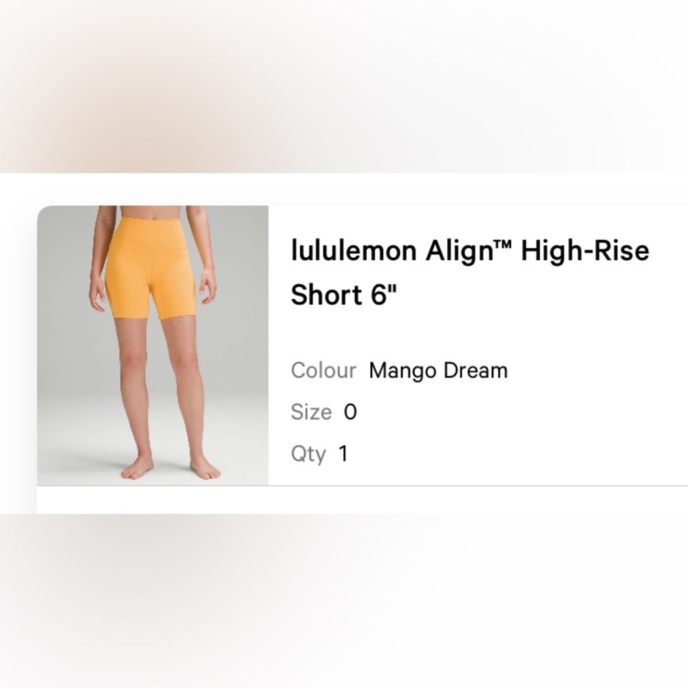 Lululemon align high rise short 6” size 0